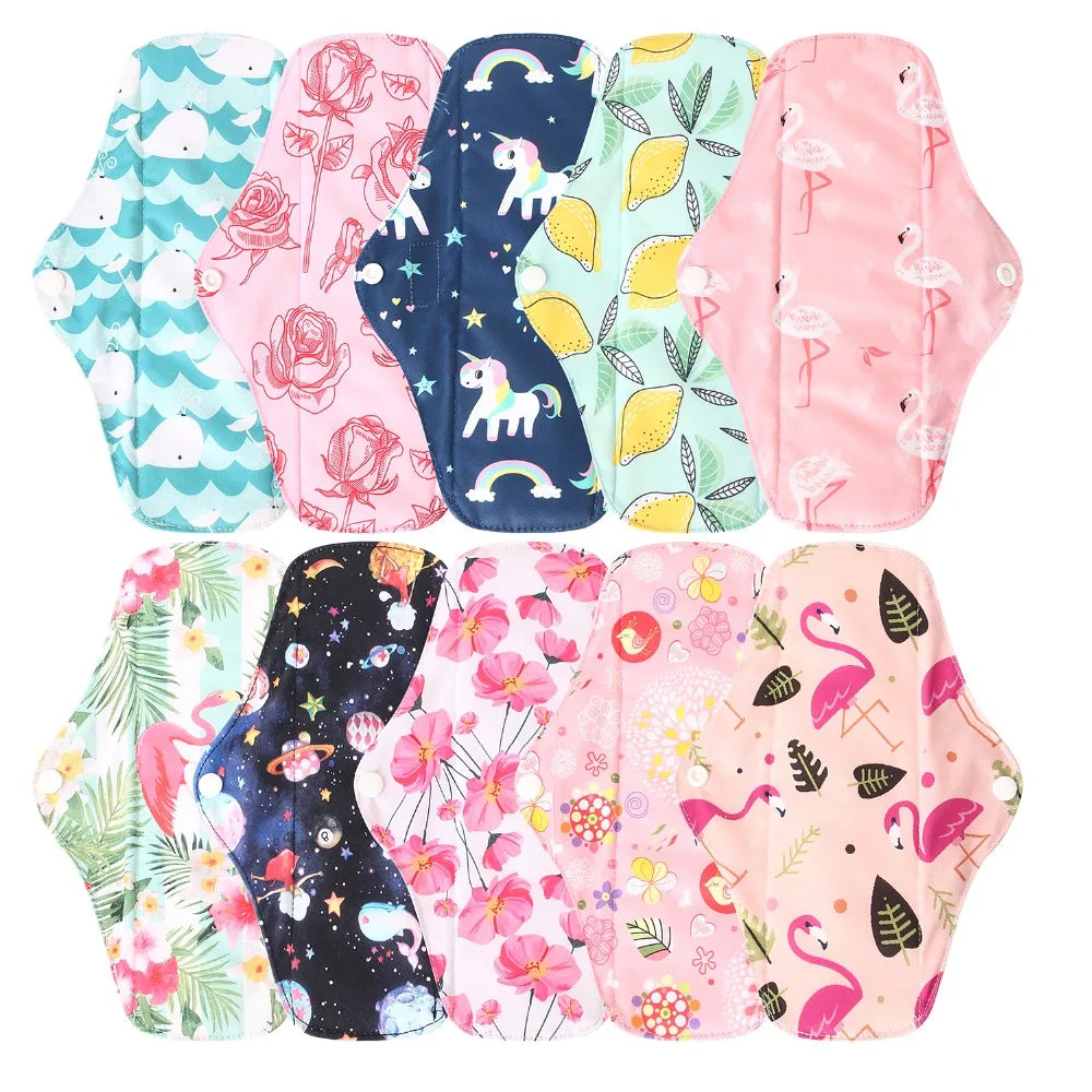 8-Piece Set: Reusable Cloth Menstrual Pads + Free Mini Wet Bag