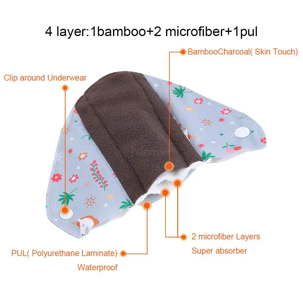 8-Piece Set: Reusable Cloth Menstrual Pads + Free Mini Wet Bag