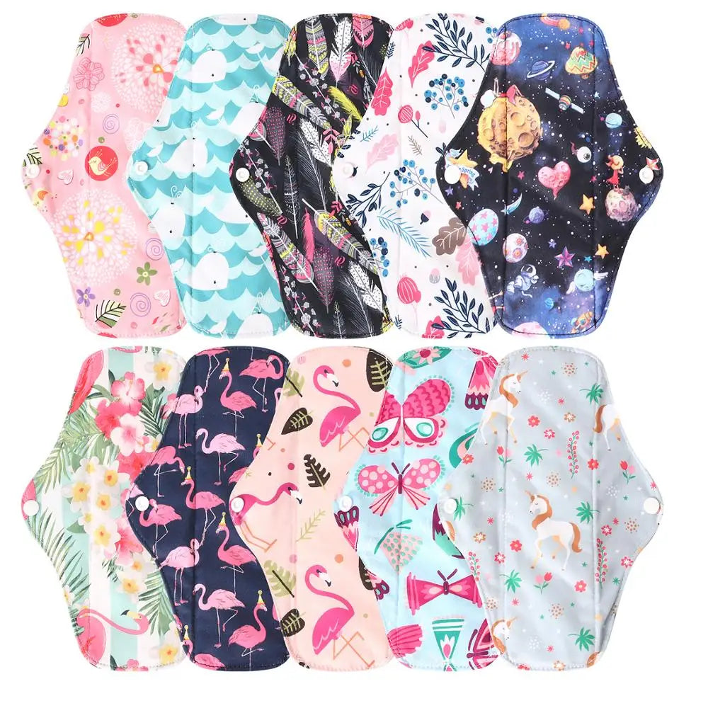 8-Piece Set: Reusable Cloth Menstrual Pads + Free Mini Wet Bag