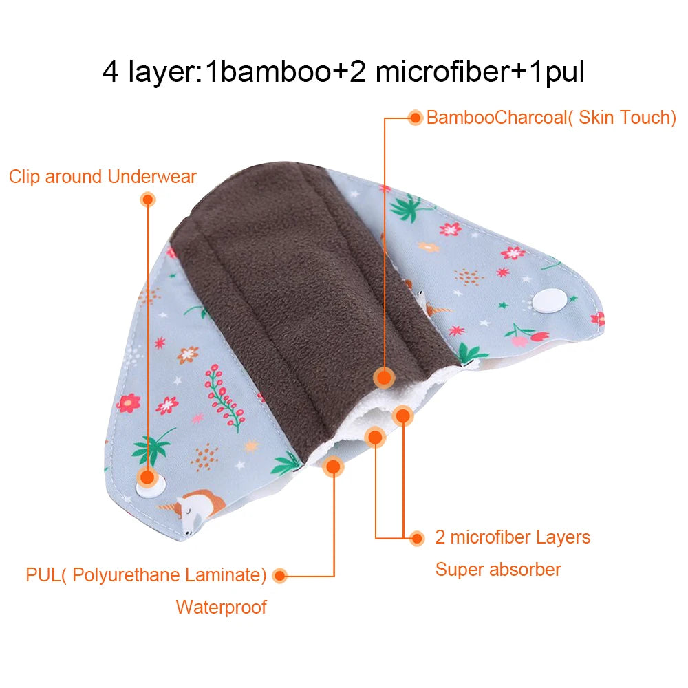 8-Piece Set: Reusable Cloth Menstrual Pads + Free Mini Wet Bag